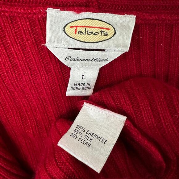 Talbots Cashmere Silk Sweater Cardigan Shawl Collar LG Red Quiet Luxury Holiday - Picture 6 of 7
